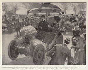 Die Riviera-Saison, die Autoprozession in der Blumenschlacht in Nizza