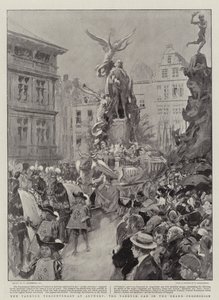 Das Vandyck-Tercentenary in Antwerpen, der Vandyck-Wagen in der großen Prozession von William Hatherell
