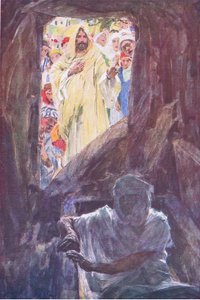 Die Auferweckung des Lazarus, aus Die Bibelgeschichte, veröffentlicht von Hodder & Stoughton, ca. 1930