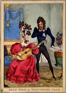 Hope erzählte eine schmeichelhafte Geschichte, 1827 (handkolorierter Stich) von William Heath