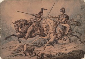 Russischer Kosake im Kampf mit einem Mameluken, 1815