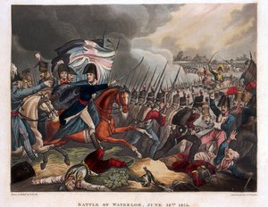 Der Herzog von Wellington (1769-1852) mit vorrückenden Truppen in der Schlacht von Waterloo, Illustration aus einem erzählenden Gedicht von Dr. Syntax, 1818 von William Heath