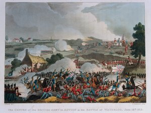 Das Zentrum der britischen Armee in Aktion bei der Schlacht von Waterloo, 1815 von William Heath
