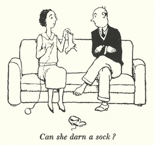 Kann sie eine Socke stopfen? (Lithografie)