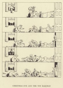 Heiligabend und die Spielzeugeisenbahn von William Heath Robinson