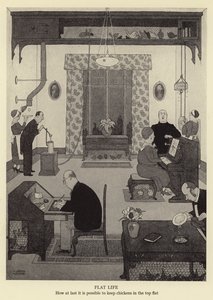 Flaches Leben, wie es endlich möglich ist, Hühner in der obersten Etage zu halten von William Heath Robinson