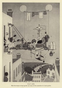 Flaches Leben, wie der Mieter der obersten Wohnung alle Annehmlichkeiten eines Hintergartens genießen kann
