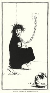 Er wurde in einer vergitterten Zelle untergebracht von William Heath Robinson
