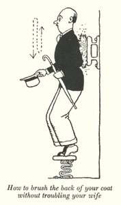 Wie man den Rücken seines Mantels bürstet, ohne seine Frau zu belästigen (Litho) von William Heath Robinson