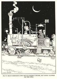 Illustration für Railway Ribaldry von W Heath Robinson (Lithografie)