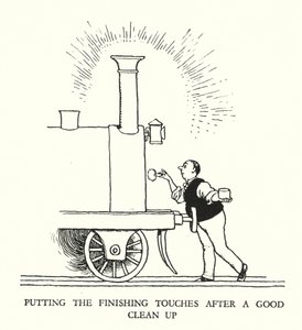 Illustration für Railway Ribaldry von W Heath Robinson (Lithografie) von William Heath Robinson