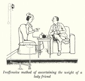 Unauffällige Methode, das Gewicht einer Freundin zu ermitteln (Lithografie)