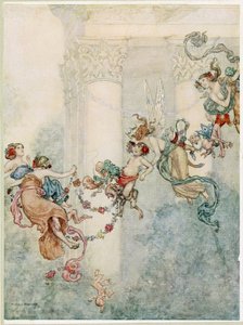 Puck: Sie hatte nie einen so süßen Wechselbalg, aus Ein Sommernachtstraum, veröffentlicht 1914 von William Heath Robinson