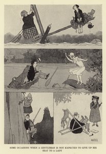 Einige Gelegenheiten, bei denen ein Gentleman nicht erwartet wird, seinen Platz einer Dame zu überlassen von William Heath Robinson