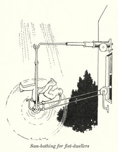 Sonnenbaden für Wohnungsbewohner von William Heath Robinson