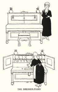 Das Dresser-Piano (Lithografie) von William Heath Robinson