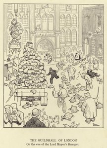 Die Guildhall von London, am Vorabend des Banketts des Lord Mayor