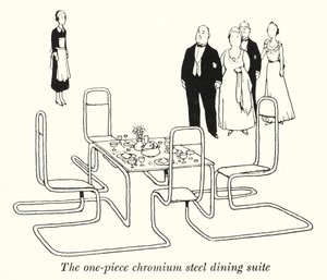 Das einteilige Chromstahl-Esszimmer-Set