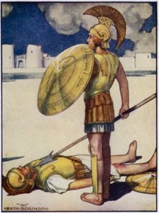Der Schatten des Todes kam über Hector (Farblithografie) von William Heath Robinson
