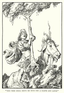"Dieser Baum soll mir sowohl als Stab als auch als Lanze dienen" von William Heath Robinson