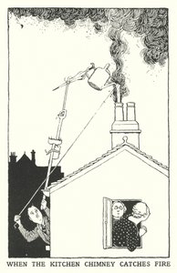 Wenn der Küchenkamin Feuer fängt (Lithografie)