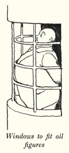 Fenster, die zu allen Figuren passen (Lithografie) von William Heath Robinson