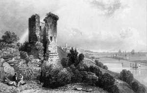 Hadleigh Castle, Essex, graviert von Charles Mottram, 1832 von William Henry Bartlett
