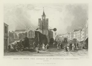 High Street mit der Kirche St. Nicholas, Colchester, Essex von William Henry Bartlett