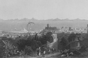 Rhodos, von den Höhen, in der Nähe der Villa von Sir Sidney Smith von William Henry Bartlett