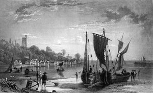 Das Dorf Leigh, in der Nähe von Southend, Essex, graviert von Charles Mottram, 1833 von William Henry Bartlett