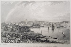 Ansicht von Waterford von der Dunmore Road, Irland, graviert von W. Taylor von William Henry Bartlett