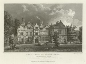 Westfront von Spains Hall, Finchingfield, Essex, der Sitz von John Ruggles Brice, Esquire von William Henry Bartlett