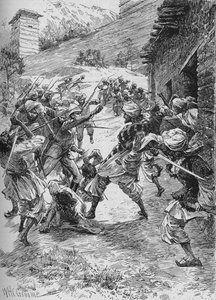 Leutnant Harley an der Spitze von vierzig Sikhs und sechzig Kaschmiris stürmte das Haus von William Henry Charles Groome