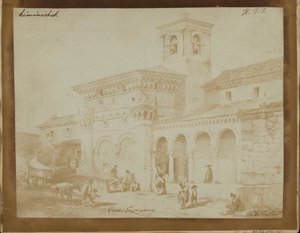 Verkleinerte Kopie eines Stichs einer maurischen Kirche von William Henry Fox Talbot