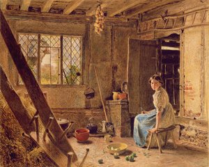 Das Mädchen und die Elster, ein Cottage-Interieur in Shillington, Bedfordshire, 1834
