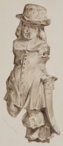 Geschnitzte Figur aus Eiche, einst im Türrahmen des Hauses auf dem Gelände der Boars Head Tavern, Eastcheap, 1834 von William Henry Kearney