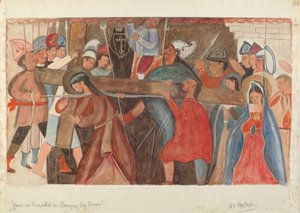 Station des Kreuzes Nr. 5: Jesus wird beim Tragen seines Kreuzes unterstützt, ca. 1936 von William Herbert