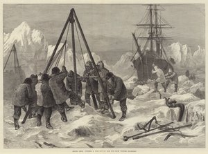 Arktisches Leben, einen Weg aus dem Eis aus den Winterquartieren schneiden