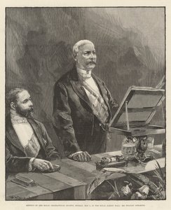 Treffen der Royal Geographical Society, Montag, 5. Mai, in der Royal Albert Hall, Mr. Stanley spricht