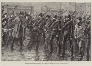 Moonlighters auf dem Weg zum Gefängnis von Cork mit Polizeieskorte