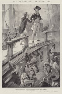 Der Jahrestag von Trafalgar, die Schlacht von Trafalgar, Admiral Collingwood an Bord der Royal Sovereign von William Heysham Overend