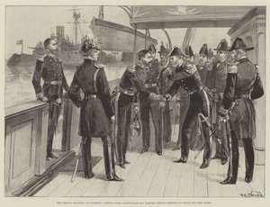 Das französische Geschwader in Spithead, Admiral Lord Clanwilliam und Admiral Gervais treffen sich an Bord der Fire Queen