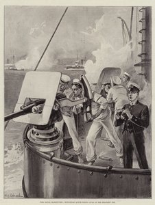 Die Marine-Manöver, Hotchkiss Schnellfeuerkanonen im Militär von William Heysham Overend