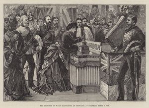 Die Prinzessin von Wales tauft ein Panzerschiff in Chatham, 7. April 1875 von William Heysham Overend