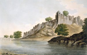 Ansicht des Forts von Ilionpoor am Ufer des Flusses Goomty, veröffentlicht 1785-88 von William Hodges