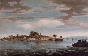 Ansicht der Festung Mongheer am Ufer des Flusses Ganges von William Hodges
