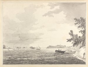 Ansicht eines Militärlagers mit Chunargarh in der Ferne von William Hodges