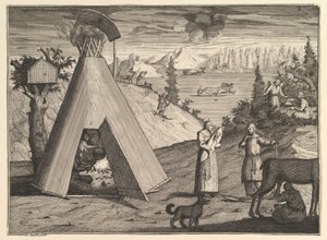 Eine lappländische Hütte aus Aubry de La Mottrayes Reisen durch Europa, Asien und in Teile von..., 1723-24 von William Hogarth