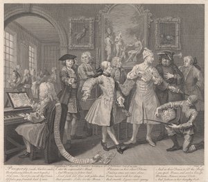 Der Lebenswandel eines Wüstlings, Platte 2: Sein Empfang von William Hogarth