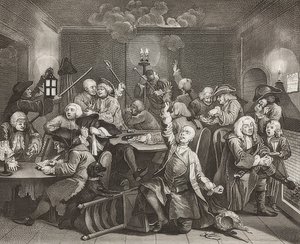 Der Weg eines Liederlichen, Blatt 6: Tom Rakewell in einer Spielhölle. 1735 von William Hogarth